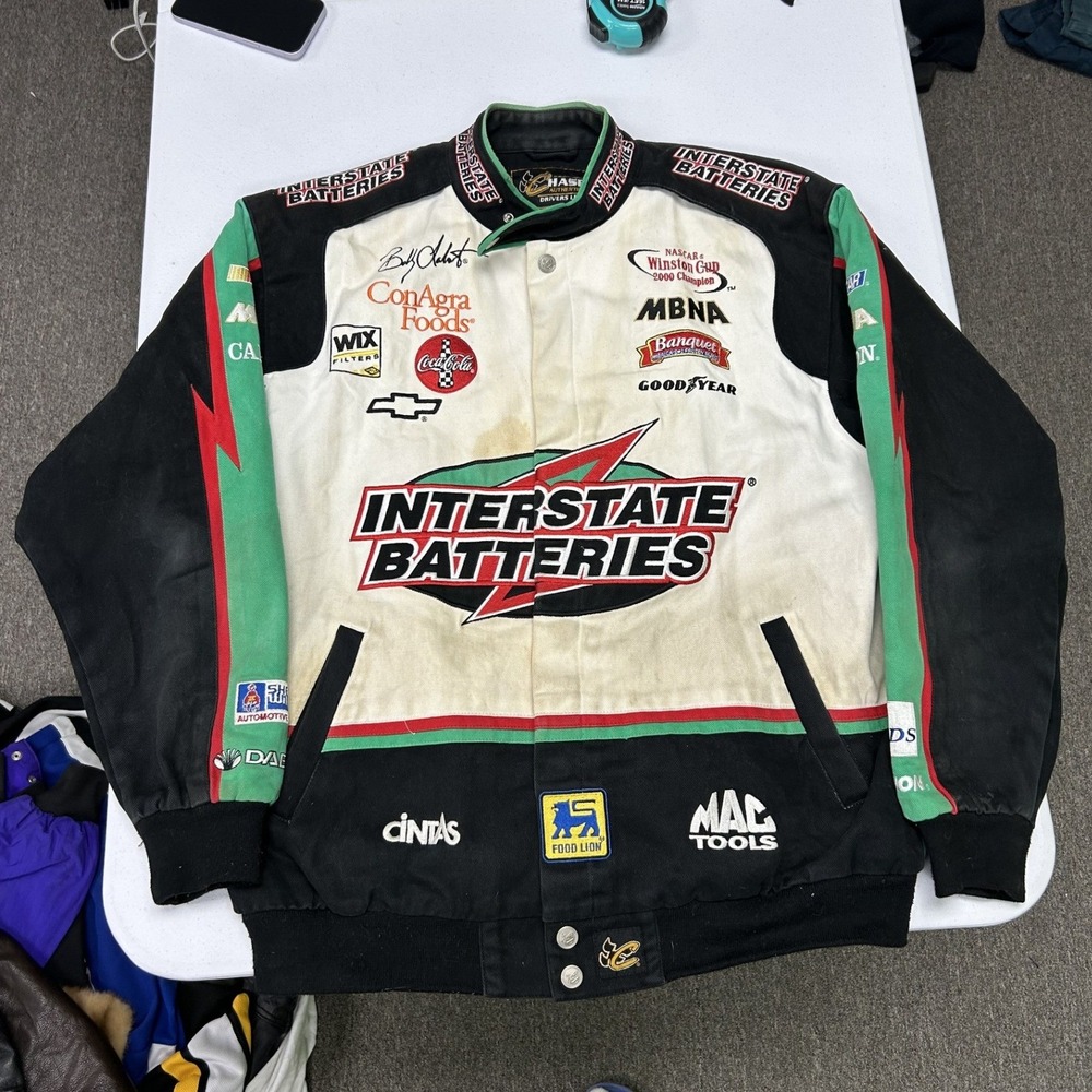 Chase Authentics Racing Jacket Mens L Black Interstate Batteries Bobby Labonte